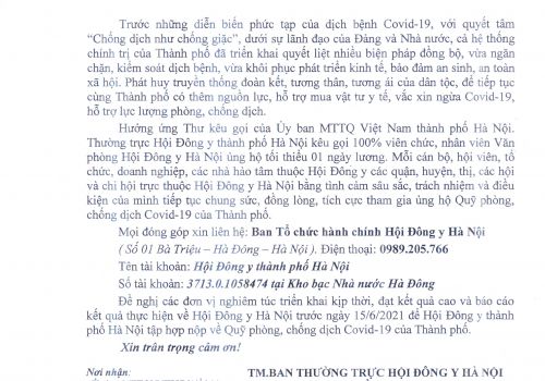 Công văn 114 ủng hộ phòng chống dịch Covid 19