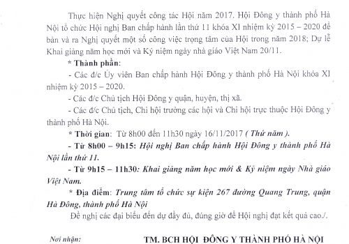 Giấy mời Hội nghị Ban chấp hành, lễ kỷ niệm ngày nhà giáo Việt Nam
