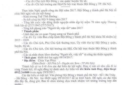 Giấy mời Hội nghị sơ kết 9 tháng năm 2017