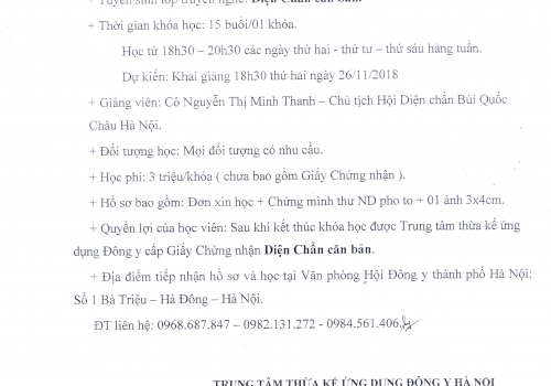 Thông báo tuyển sinh lớp Diện chẩn