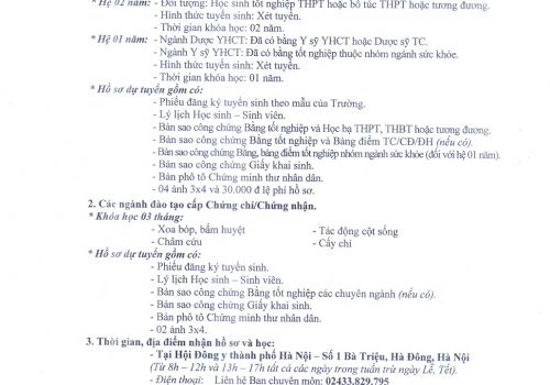 Thông báo tuyển sinh năm 2021