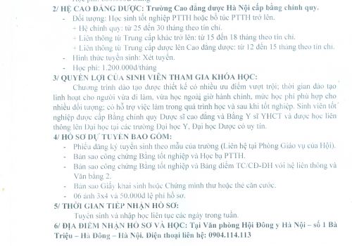 Thông báo tuyển sinh năm 2017